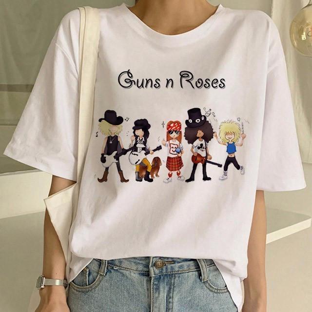 Футболки Guns And Roses, футболки рок-группы для женщин, летняя футболка большого размера, женские летние топы, женские футболки, эстетичная одежда