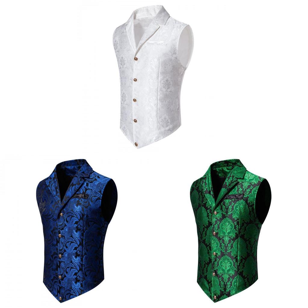 Mens Suit Vest With Jacquard Pattern For Casual Office Wear