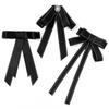 Black Ribbon Fabric Bow Brooch Tie Blouse Sweater Neckline Accessories Decoration