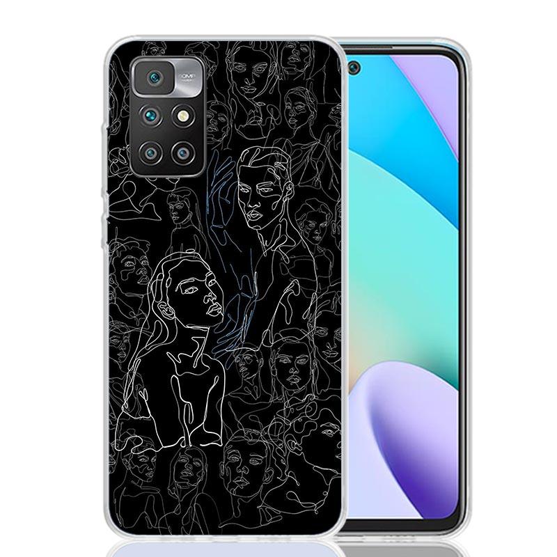 Abstract Line Women Face Case Phone Cover for Xiaomi Redmi 13 13C 14C 12 12C 10 10C 10A 9 9C 9A 9T 8 8A 7 7A 6 Pro 6A K70 K60 K4