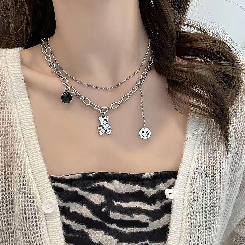 Корейское трендовое многослойное колье-бабочка на ключицу для женщин - нишевый хип-хоп стиль