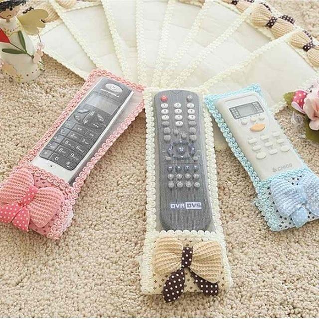 Knit Lace Remote Control Dustproof Case Cover Bags TV Air Conditioning Protector LS