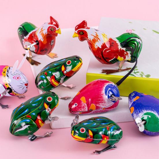 1/4 шт. заводная игрушка в виде животного ностальгическая винтажная детская взрослая заводная пружина металлическая прыгающая лягушка петух крыса кролик игрушка сувениры для вечеринки