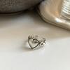 VENTFILLE Silver Color Geometry Punk Ring for Women Girl Birthday Gift Korean Irregular Open Black Agate Jewelry Dropshipping