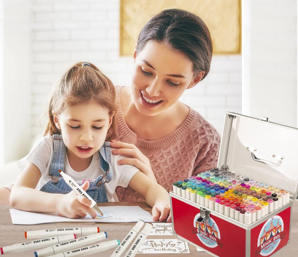 KINSPORY Alcohol Markers 160 Colors Dual Tip Permanent Art Markers for Artist Easy Storage with Aluminum Coloring Book Pen for Adults and Kids