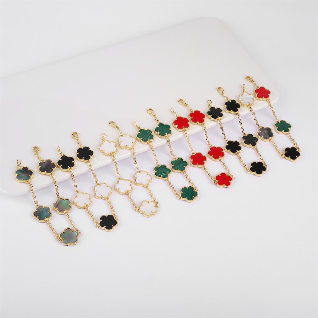 High-quality Fashion Brand Gold Silver Lucky Flower Clover Mother-of-pearl Bracelet Women's Natural Gem Hot Sale