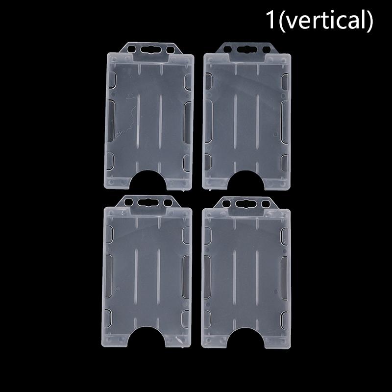 4pcs Unisex Multi-use Hard Plastic Double Sided ID Card Badge Holder Cover Case Office Supplies
