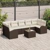 VidaXL 8-Piece Garden Sofa Set with Cushions Brown Synthetic Rattan 3345958