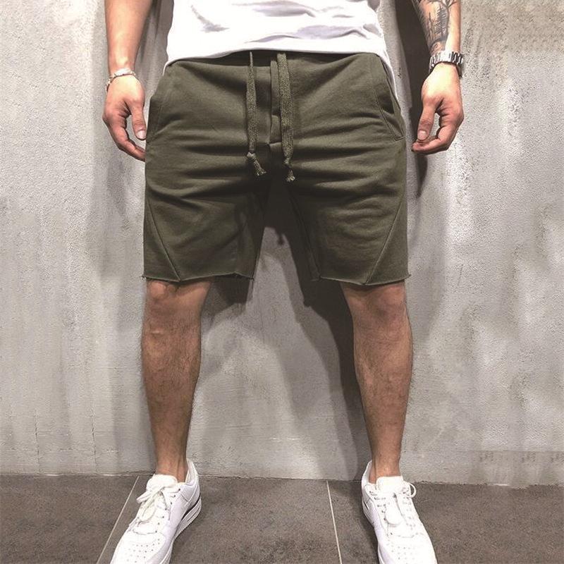 Men's Solid Color European-Size Casual Fitness Shorts for Running and Sports