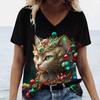 Летний топ с V-образным вырезом и 3D-принтом, модные повседневные женские футболки с короткими рукавами