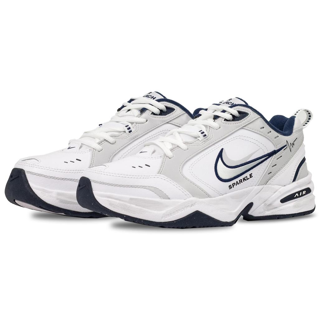 Nike Air Monarch 4 Gray Track Slip Resistant Abrasion Resistant Low top Chunky Sneakers Men's White Gray 415445-102(Team686-)