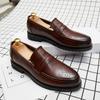 Luxury Brand Penny Loafers Men Casual Shoes Slip On Leather Dress Shoes Big Size 38-46 Brogue Carving Loafer Driving Party