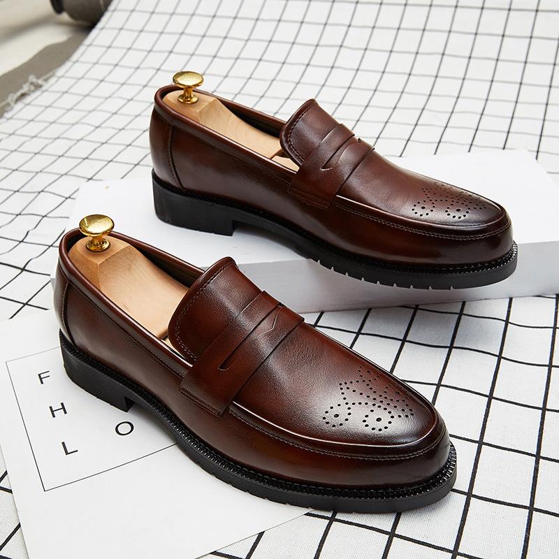 Luxury Brand Penny Loafers Men Casual Shoes Slip On Leather Dress Shoes Big Size 38-46 Brogue Carving Loafer Driving Party
