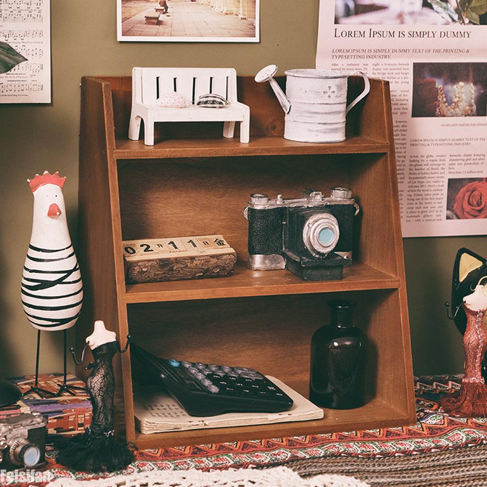 Vintage Wooden Storage Rack Desktop Drawer Perfume Cosmetics Display Makeup Organizers 3 Layers Stander for Home Space Saving