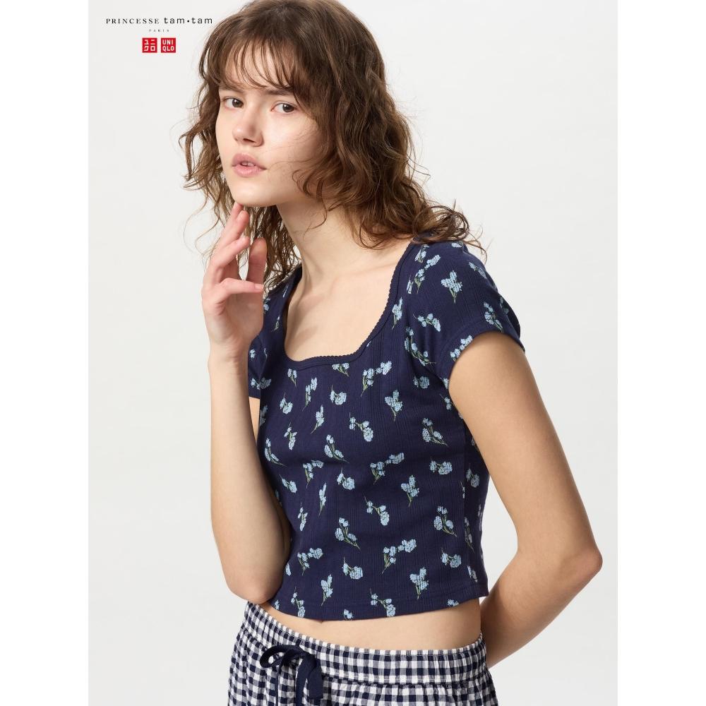 Uniqlo Футболка с квадратным вырезом и заостренным хвостом в Японии