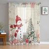Christmas Winter Snowman Sheer Curtains for Living Room Decoration Window Curtains Kitchen Tulle Voile Curtains