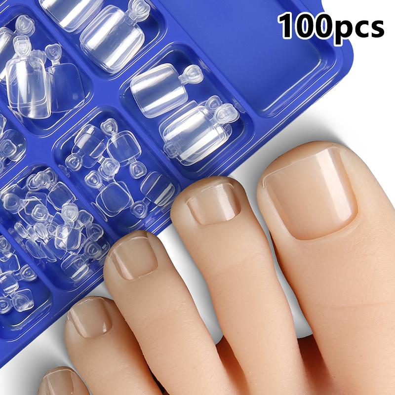 100 шт. накладные ногти на ногах, натуральные, однотонные, накладные ногти, полное покрытие, квадратные ногти, быстрый, удобный инструмент для маникюра