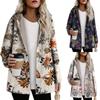 Women Coat Womens Winter Warm Outwear Floral Print Hooded Pockets Vintage Oversize Coats