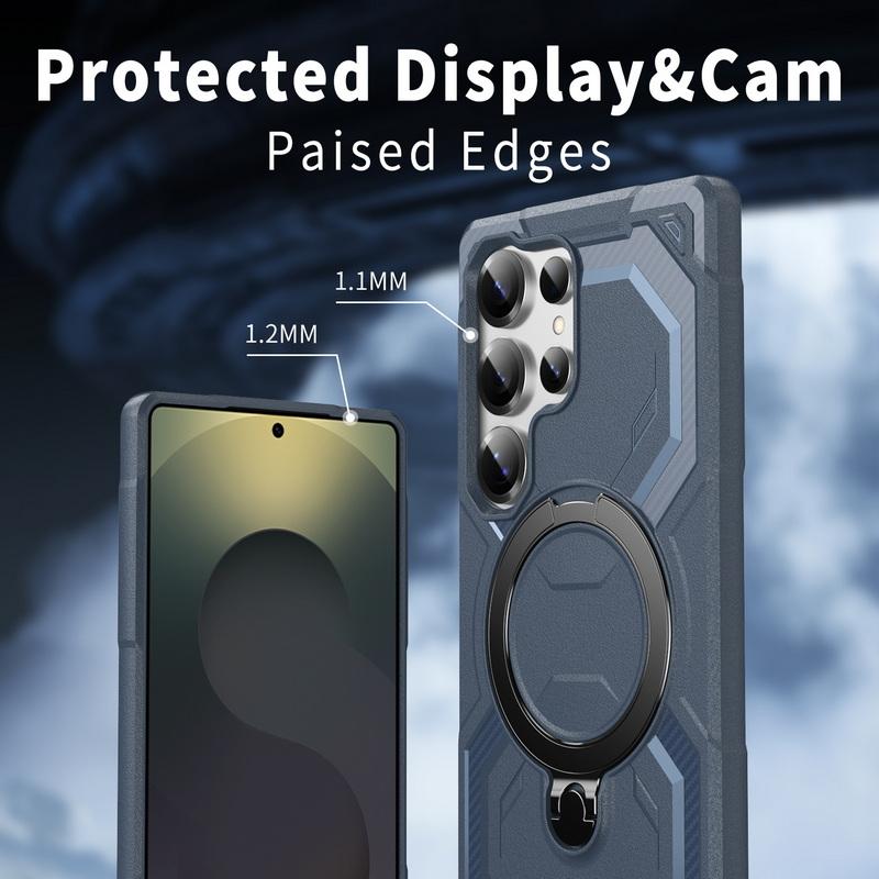 Для Samsung S25 S24 FE S23 Ultra A16 A06 A55 A15 A35 чехол Soft Edge противоударный беспроводной зарядный кронштейн вращающийся на 360 градусов магнитная задняя крышка