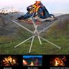 Outdoor Campfire Stainless Steel Burning Frame Portable Folding Firewood Bracket Camping Barbecue Grid Frame Raw Carbon Heating Stove