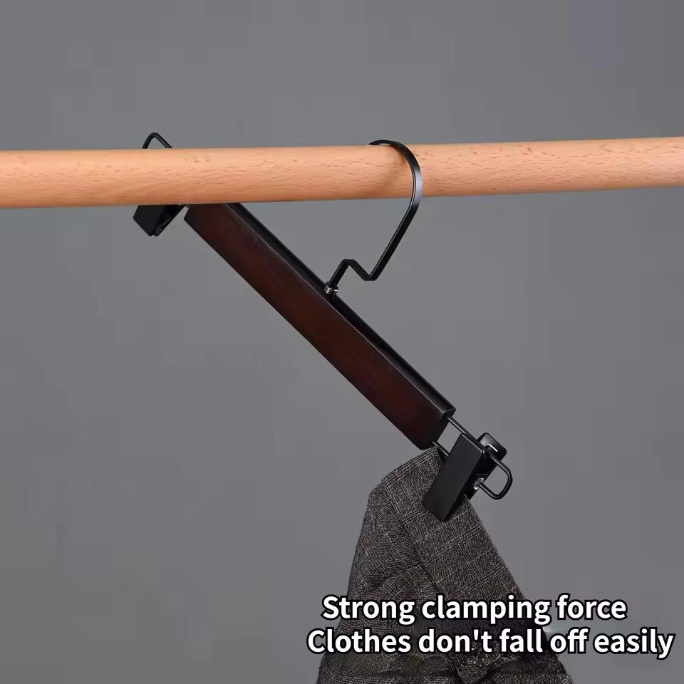 1 шт. Винтажные деревянные вешалки для брюк, Прочные вешалки для брюк с регулируемыми нескользящими зажимами, Домашние органайзеры Вешалка для платья шарфа