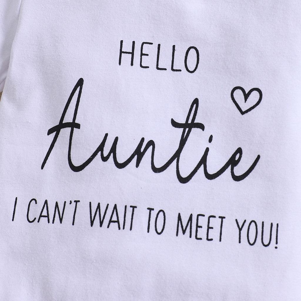 Малыш в возрасте от 3 до 18 месяцев «Привет, тетя, я не могу дождаться встречи с тобой!” Боди с принтом из хлопка с короткими рукавами