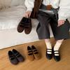 Premium Retro Double-breasted Woolen Mary Jane Shoes Women's 2025 Autumn and Winter New Versatile Flat Single Shoes Grandma Shoes