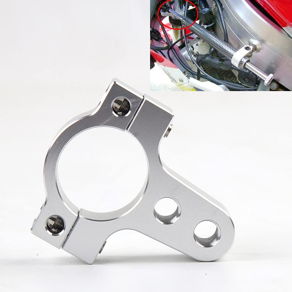 Oikabio 27mm, Aluminum Steering Damper, Fork Frame, Mounting Clamp Bracket, Foot Fixer, Motorcycle Modification, Silver
