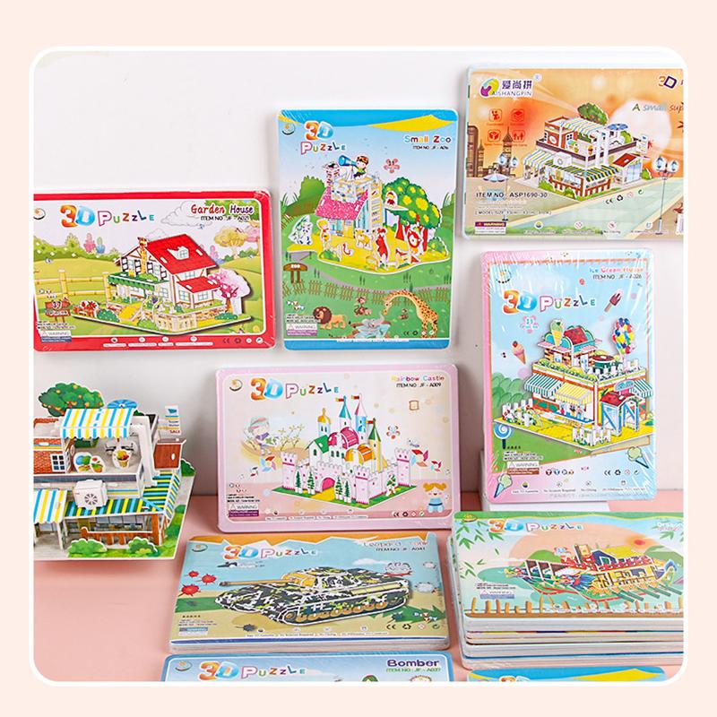 3D Foam Puzzle Set Childrens Building Toy Creative Diy Craft Educational Activity Kit for Kids 3-6Years Small Blocks Gift