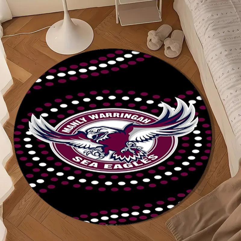 Manly Sea Eagles Crest Round mat, Anti-slip Circle Carpet Chair rug For livingroom,Bedroom, doormat home decor Gift Christmas Gifts