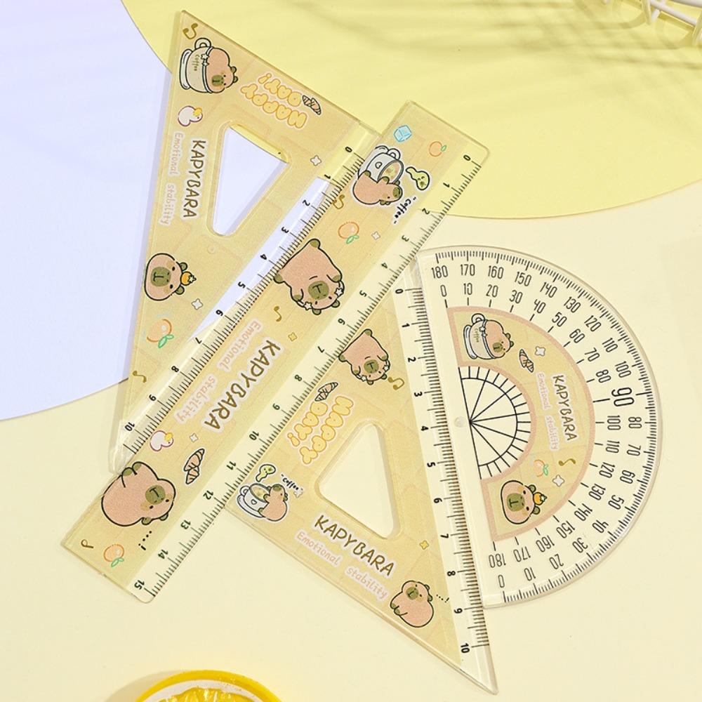 4pcs/set Acrylic Soft Ruler Set Office Supplies Straight Ruler Creative Set Square  Cute