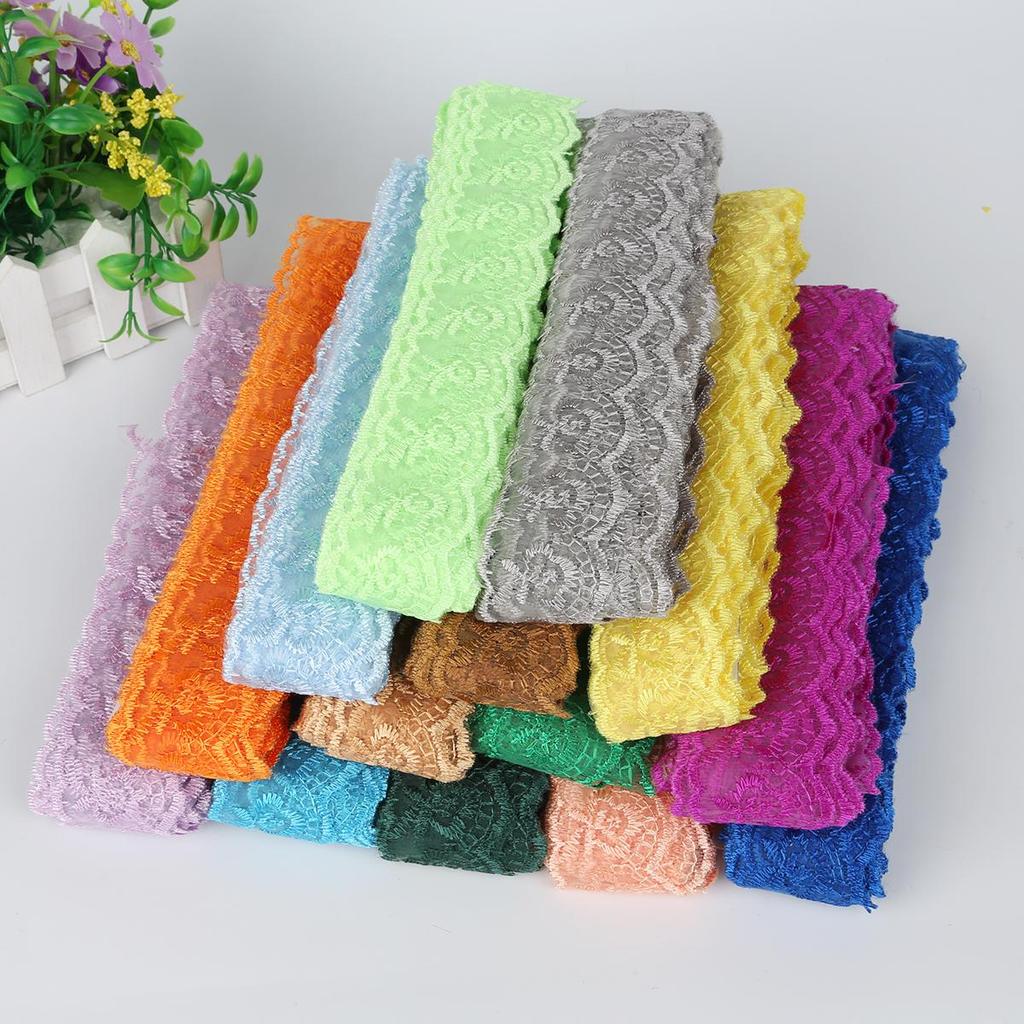 10yards/lot Multi-Color Lace Trim Fabric 40MM Embroidered Net Lace Trim For Sewing Decoration DIY Embroidered Lace Ribbon