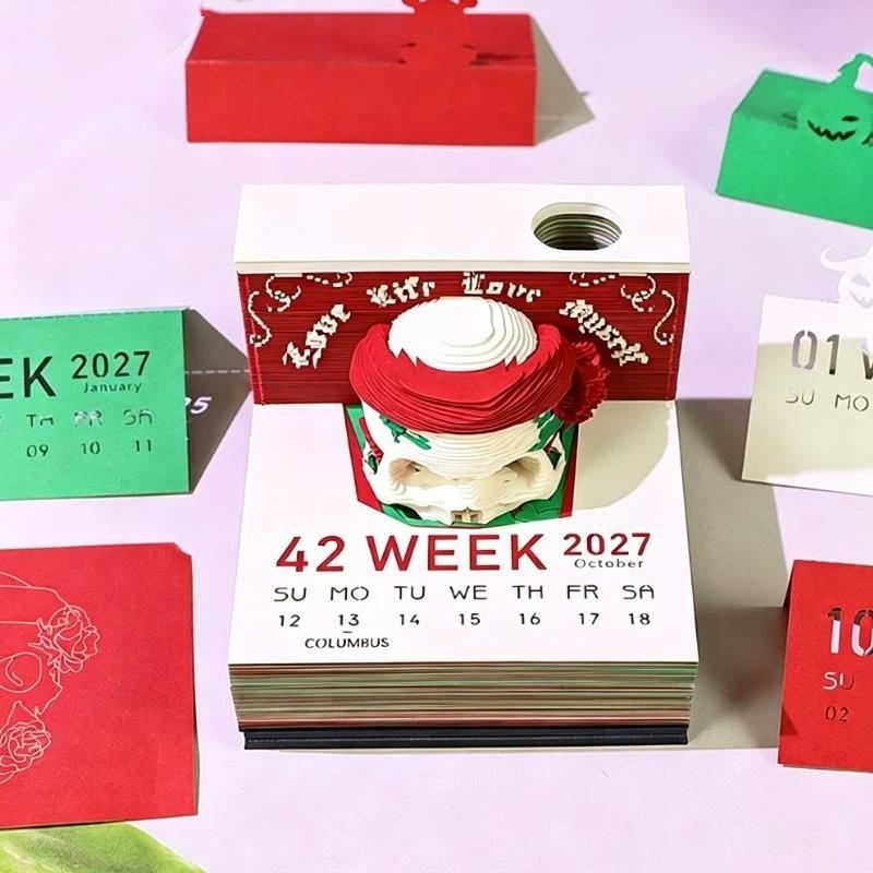 Versatile 2027 Desk Calendar with LED Light 3D Tear-away Pages Modern Design for All Settings