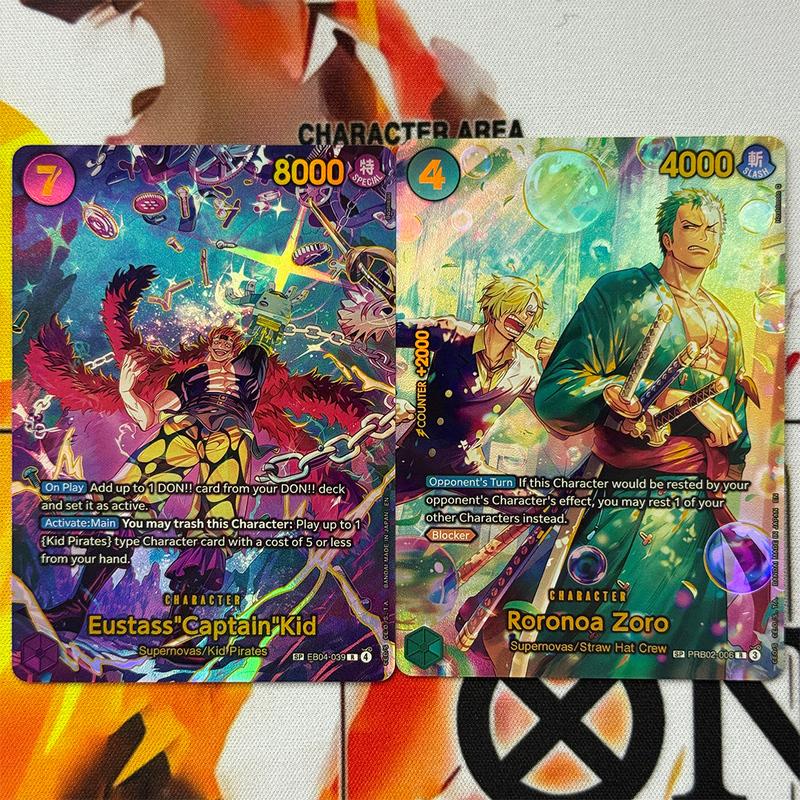Diy Proxy One Piece Card Game En The Azure Sea's Seven Roronoa Zoro Prb-006 Eustasscaptain Kid Eb04-039 Opcg Collection Card