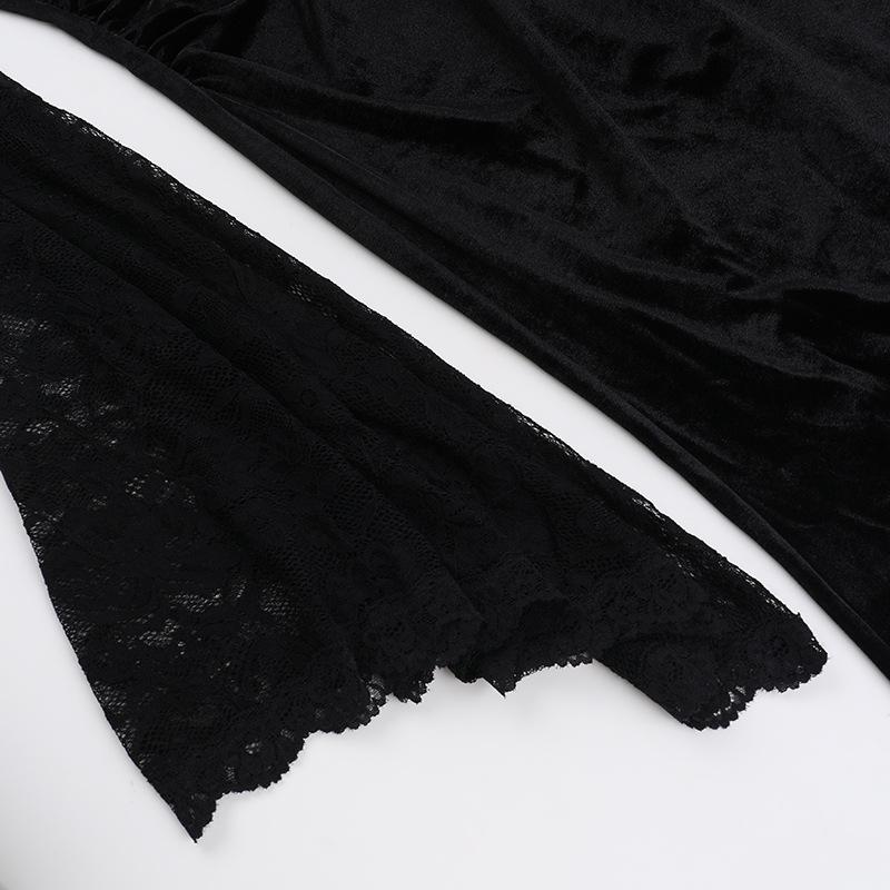 AltGoth Palace Style Готическое бархатное платье для женщин Хэллоуин Fairycore Grunge кружевное пэчворк халтер с высокой талией корсетное платье праздничная одежда