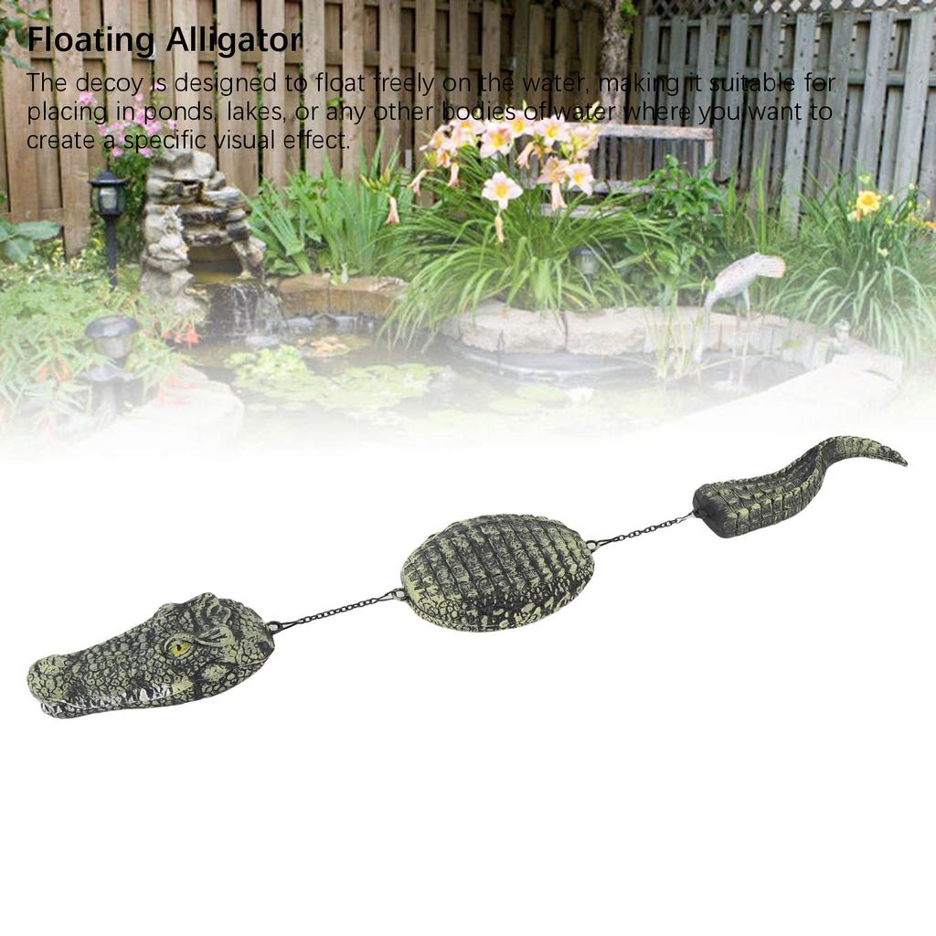 Simulated Floating Crocodile Decoy 3 Segment Plastic Multifunctional Floating  Sculpture Fade Proof for Garden Pool