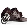 Men'S Imitation Steel Alloy Leather Self-Buckle Belt Crocodile Belt Waistband