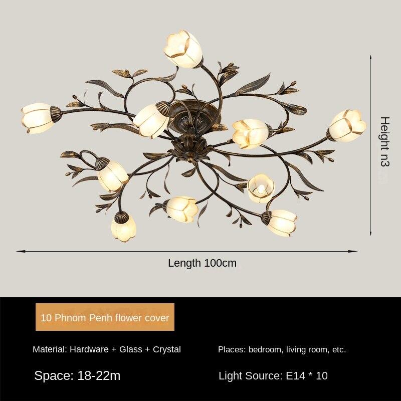 Потолочный светильник в деревенском стиле с железным цветком и травой для гостиной, спальни, столовой, светильника