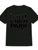 Повседневная футболка с круглым вырезом и принтом-силуэтом Linkin Park - Черная графическая футболка