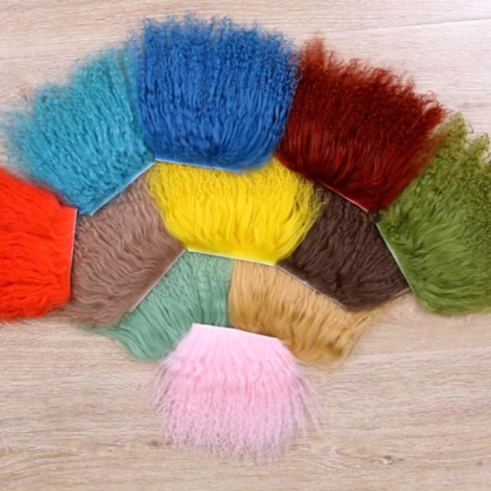 Монголия Мех Овчина Шерсть Наращивания Вьющиеся Текстура Наращивания Вьющихся Волос Куклы BJD