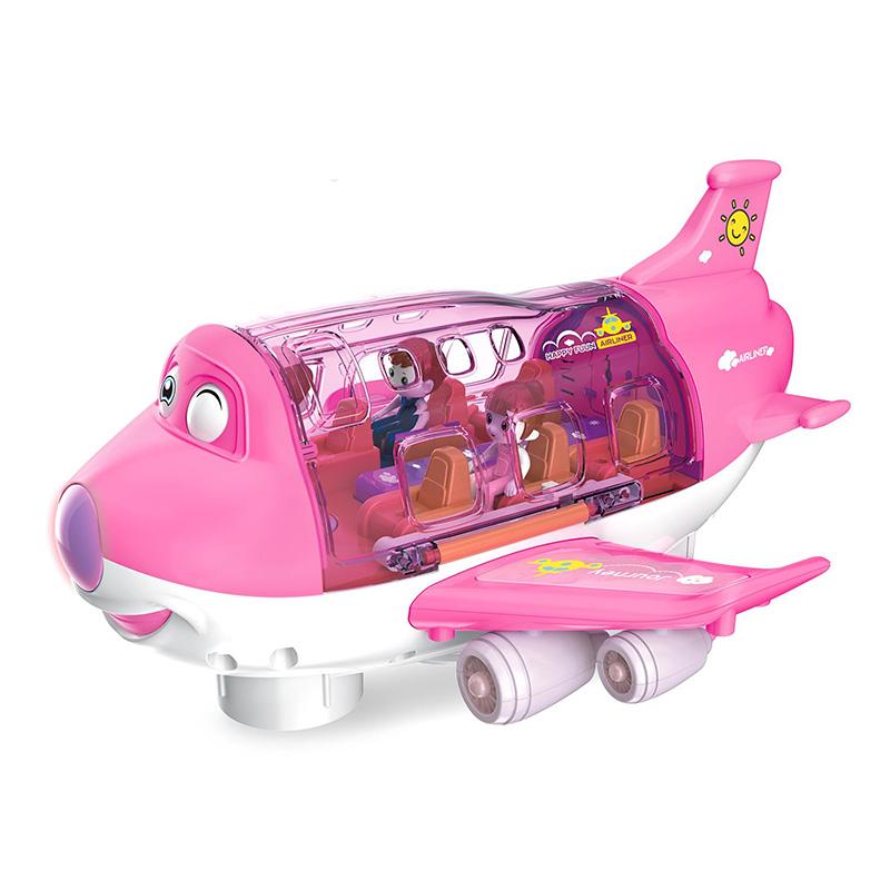 Kids Electric Simulation Airplane Toy With Rotating LED Lights And Sound Cartoon Aircraft Model Gift For Boys And Girls