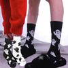 2 Pair Halloween Harajuku Characteristic Couple Socks Funny Cosplay Outdoor Trend Couple Sock Ghost Print Middle Tube Socks