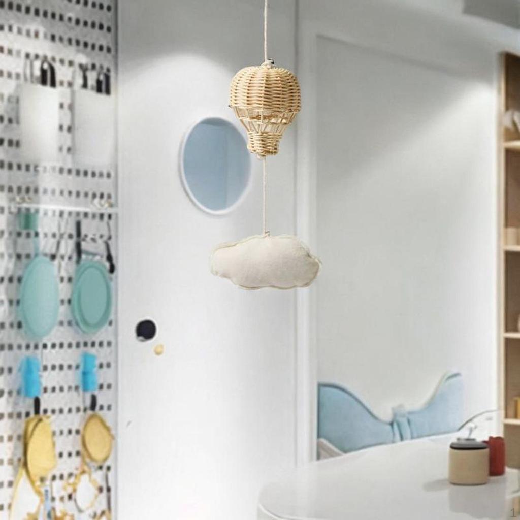 Rattan Air Balloon Baby Mobile for Crib,Decor,Hanging,Handcrafted Toy Woven Pendant Cloud