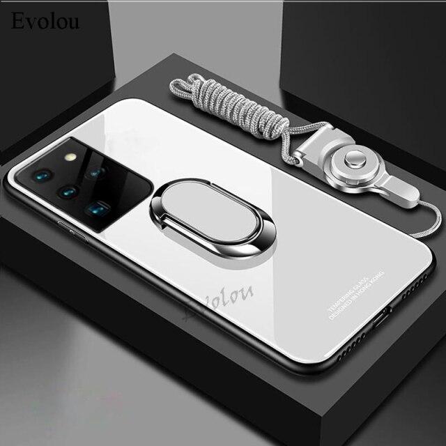 For Samsung Galaxy S21 Ultra Plus FE Case Magnetic Ring Holder Stand Phone Case For Samsung S20 Plus A32 A52 A72 A02S Hard Tempered Glass Back Cover