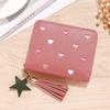 New Long Short Wallet Women's Fashion Credit Card Bag Purse Zipper Handbag Embroidered Heart Mobile Phone Money Coin Bag Case