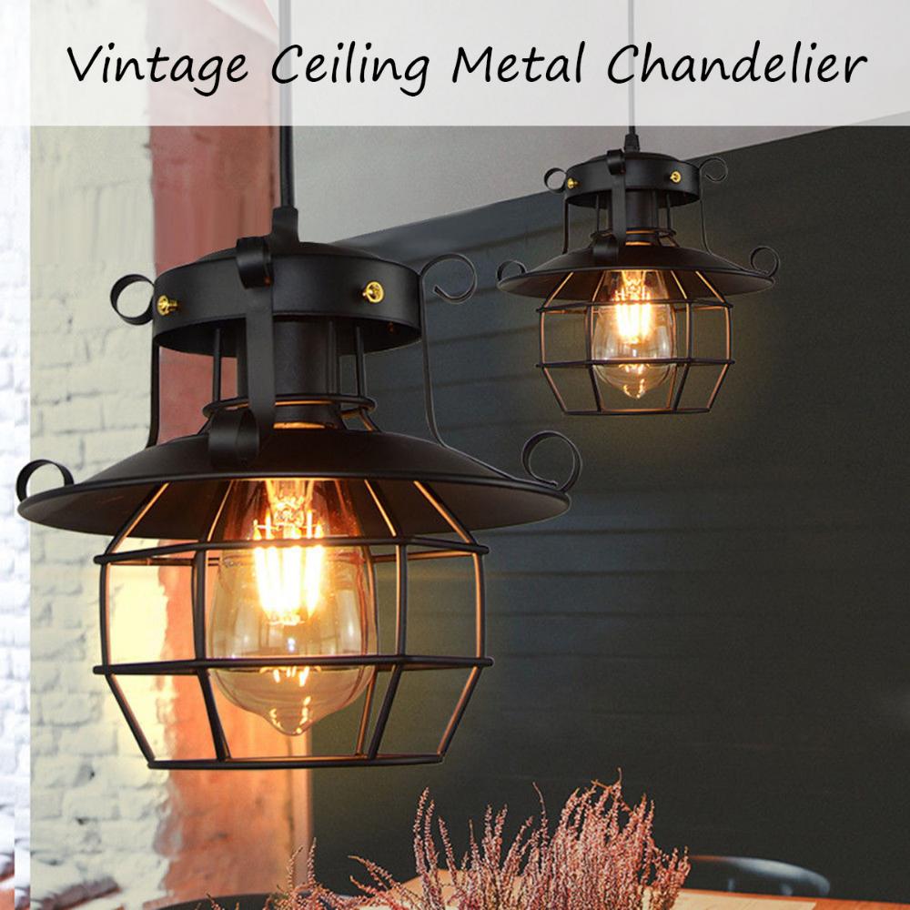 Loft Vintage Pendant Light Nordic Retro Iron Lights Industrial Hanging Lamp Lighting Fixture For Cafe Bar Home Decor Lampshade