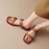 Thick Low Heeled Slippers for Women 2024 Summer New Fashion Square Toe Buckle Versatile Women Shoes Casual Outwear Sandal Slides