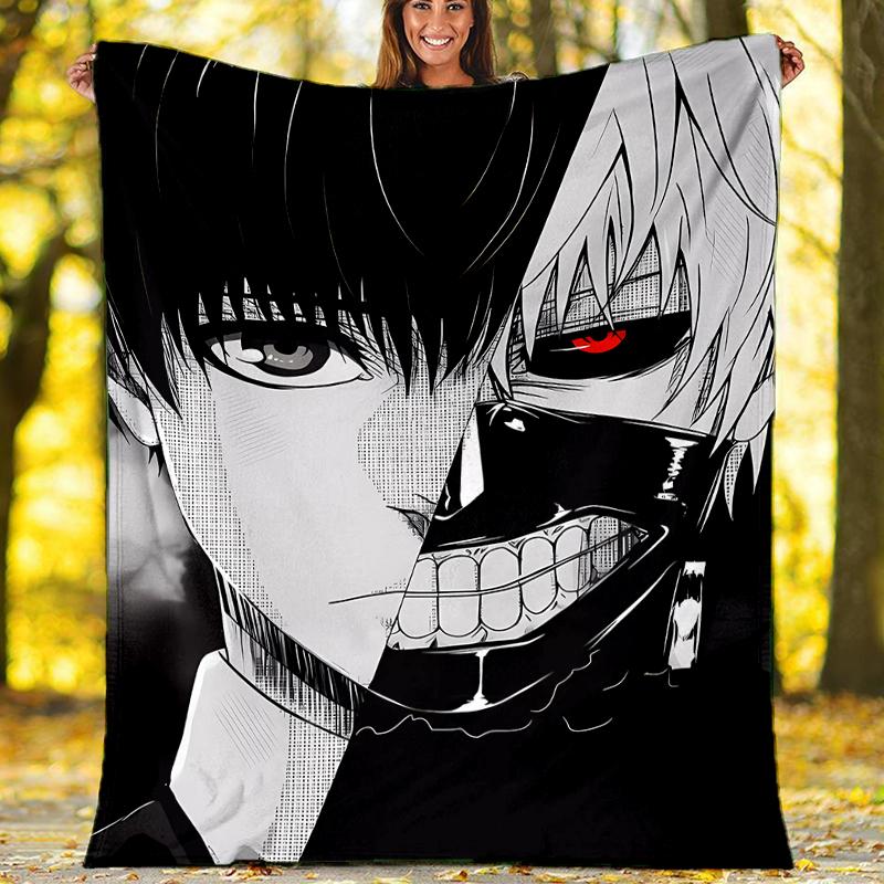 Плед с принтом по мотивам Tokyo Ghoul - Идеально подходит для дивана, кровати, путешествий и использования на открытом воздухе | Можно стирать в машине, уютный и прочный.