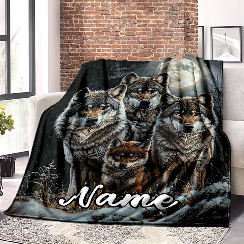 Wolf Feather Customize Your Name Blanket Used For Chair Office Sofa Bed Camping Soft And Warm Giving Friends And Relatives Birthday Graduation Gift
