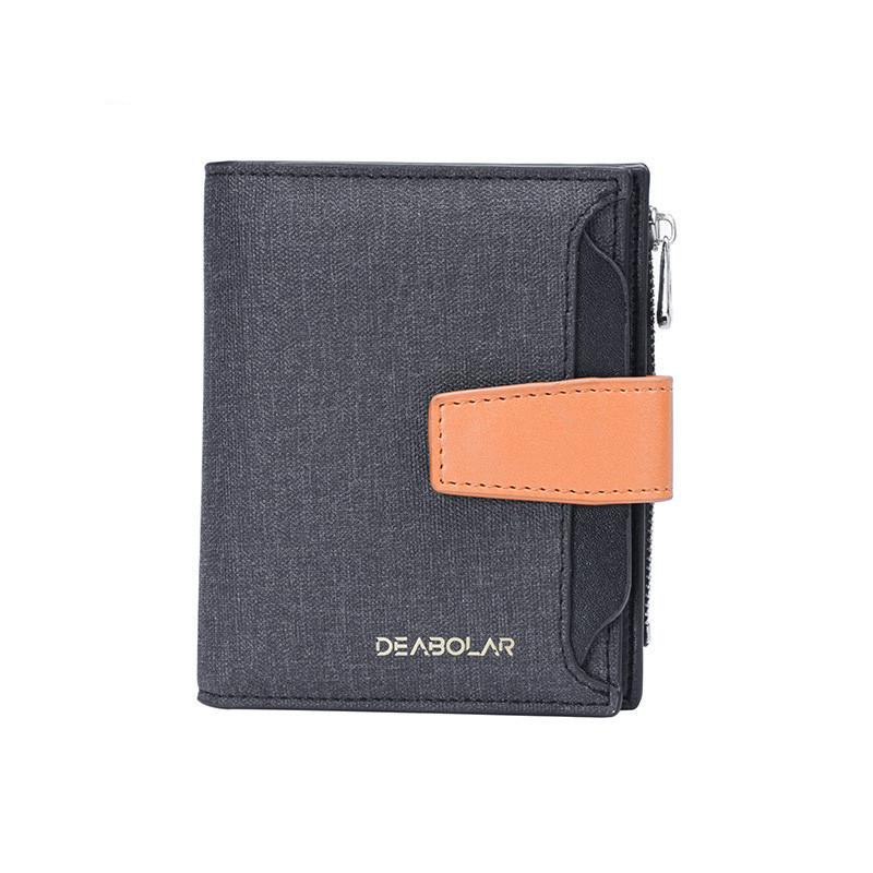 Fashionable Men's Vintage Pu Leather Wallet Retro Card Holder Zipper Coin Wallet Male Wallet K3212 Gray